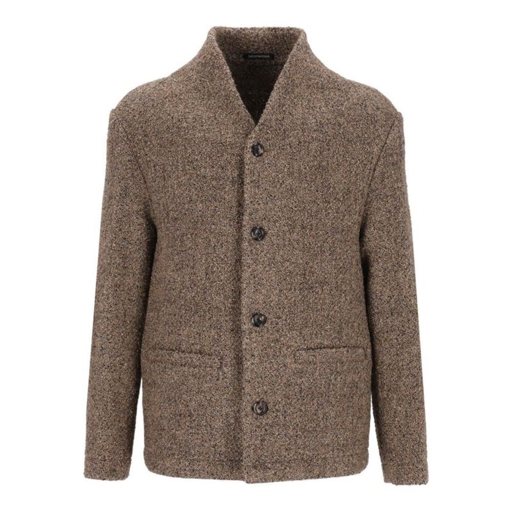 Emporio Armani Men Single-Breasted Jacket In Bouclé Wool Blend